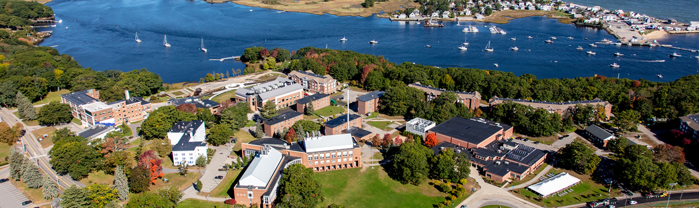 aerial picture of u n e's biddeford campus