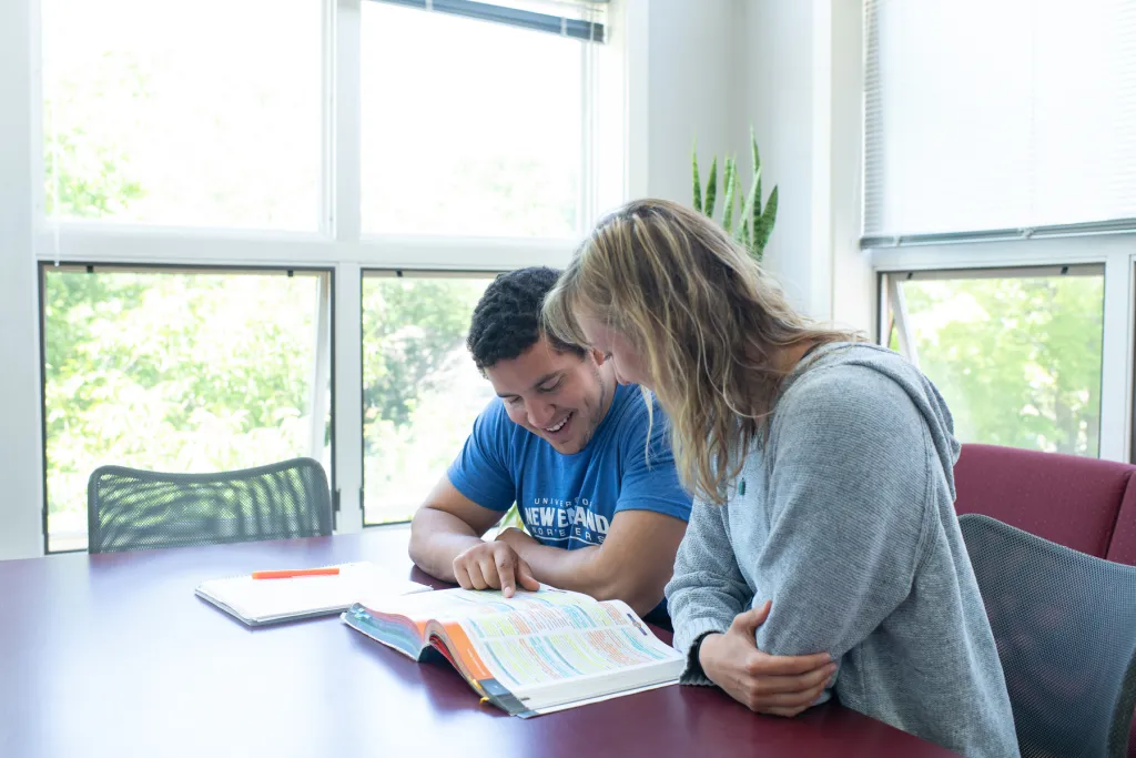 two students study together