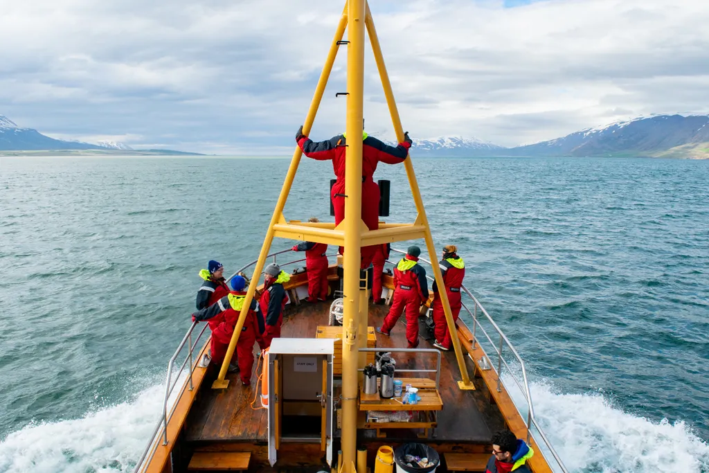 U N E students on a boat in Iceland