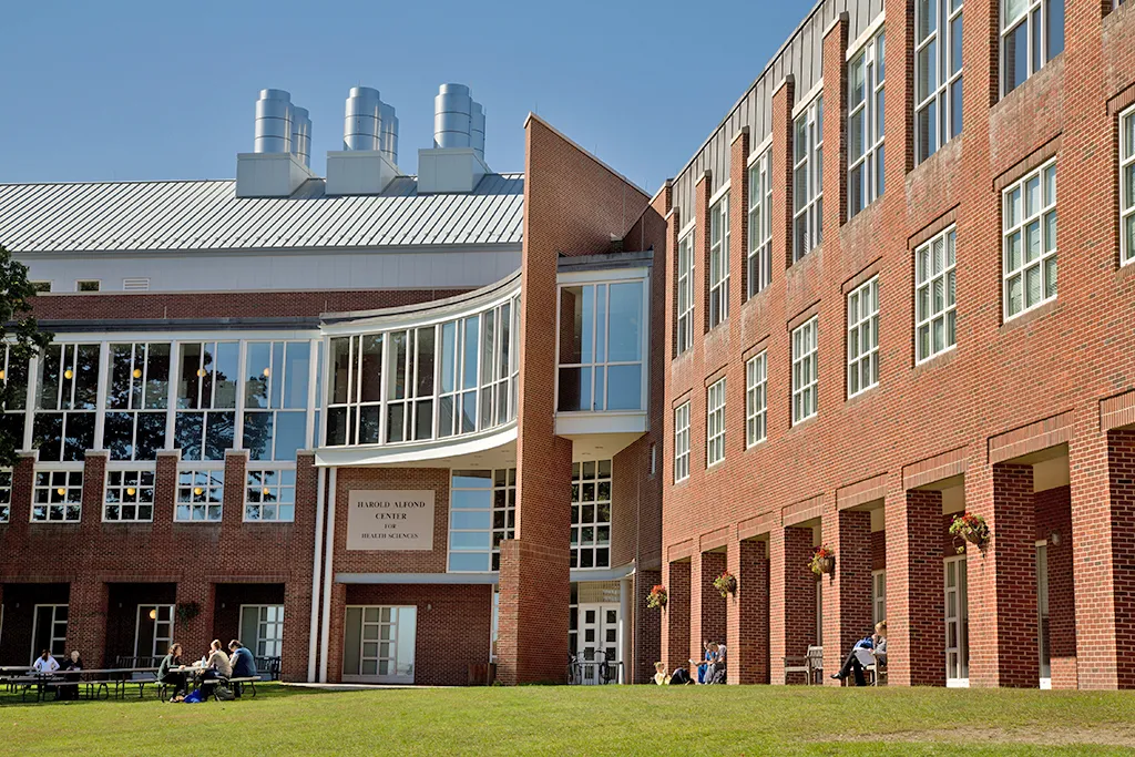 Part of the exterior of the Alfond Center for Health Sciences on the Biddeford Campus