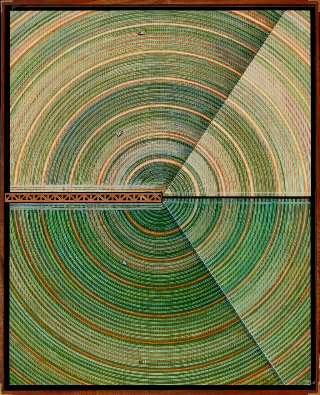 C. Michael Lewis, Crop Circle.  acrylic on board, 35.5 x 17” 2022