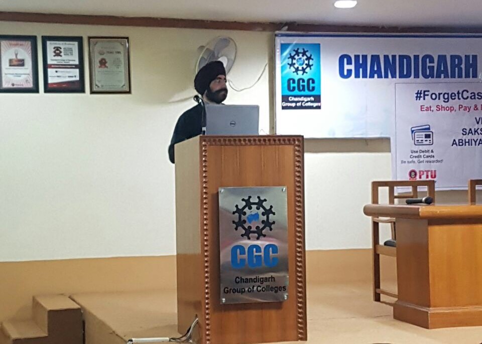 Gurkishan Chadha presents at Chandigarh College of Pharmacy 