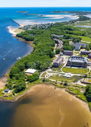 An aerial shot of the Biddeford Campus