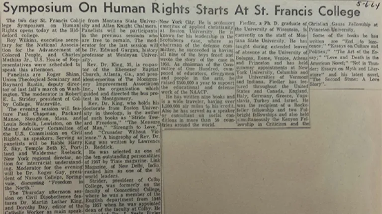 Scrapbooked articles of the Human Rights symposium in 1964