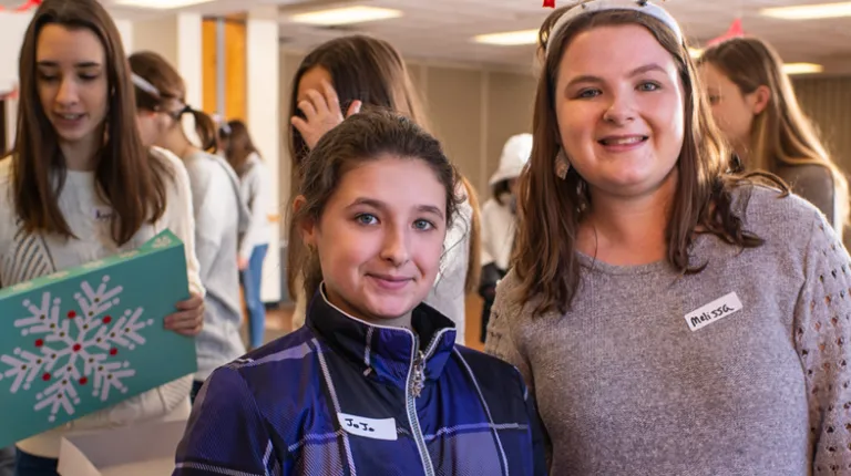 A student volunteering at Winter Fest