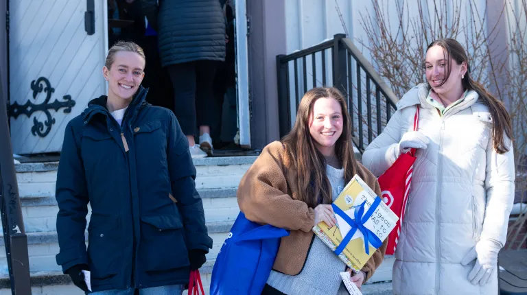 Students gather to donate books to a local elementary school