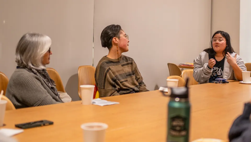 A group of students during a Conversation Cafe on Martin Luther King Jr. Day