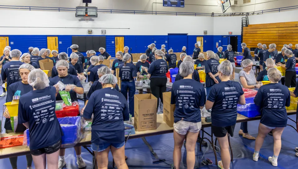 Meals for Maine volunteers prepare meal kits on Sept. 18 to help combat food insecurity.