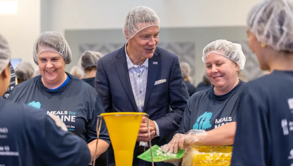 Meals for Maine volunteers prepare meal kits on Sept. 18 to help combat food insecurity.