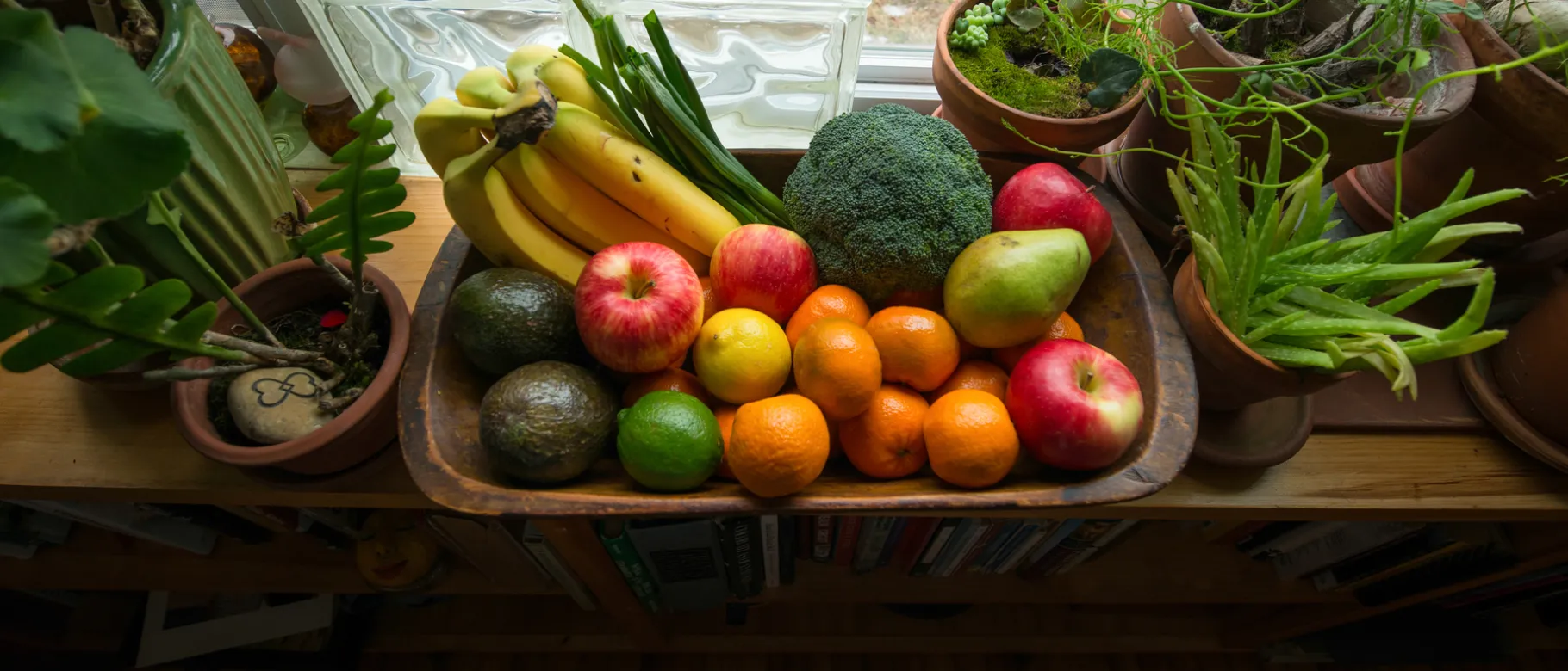 a bowl of fruits and vegetables