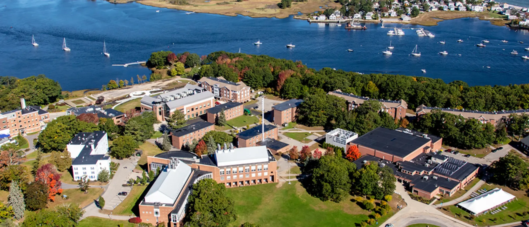 aerial picture of u n e's biddeford campus