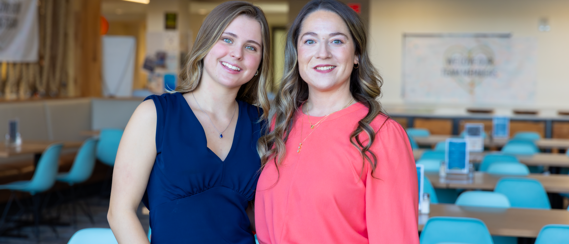 Emme Perry and Kayla Maniery worked on getting UNE's dining services national recognition. 