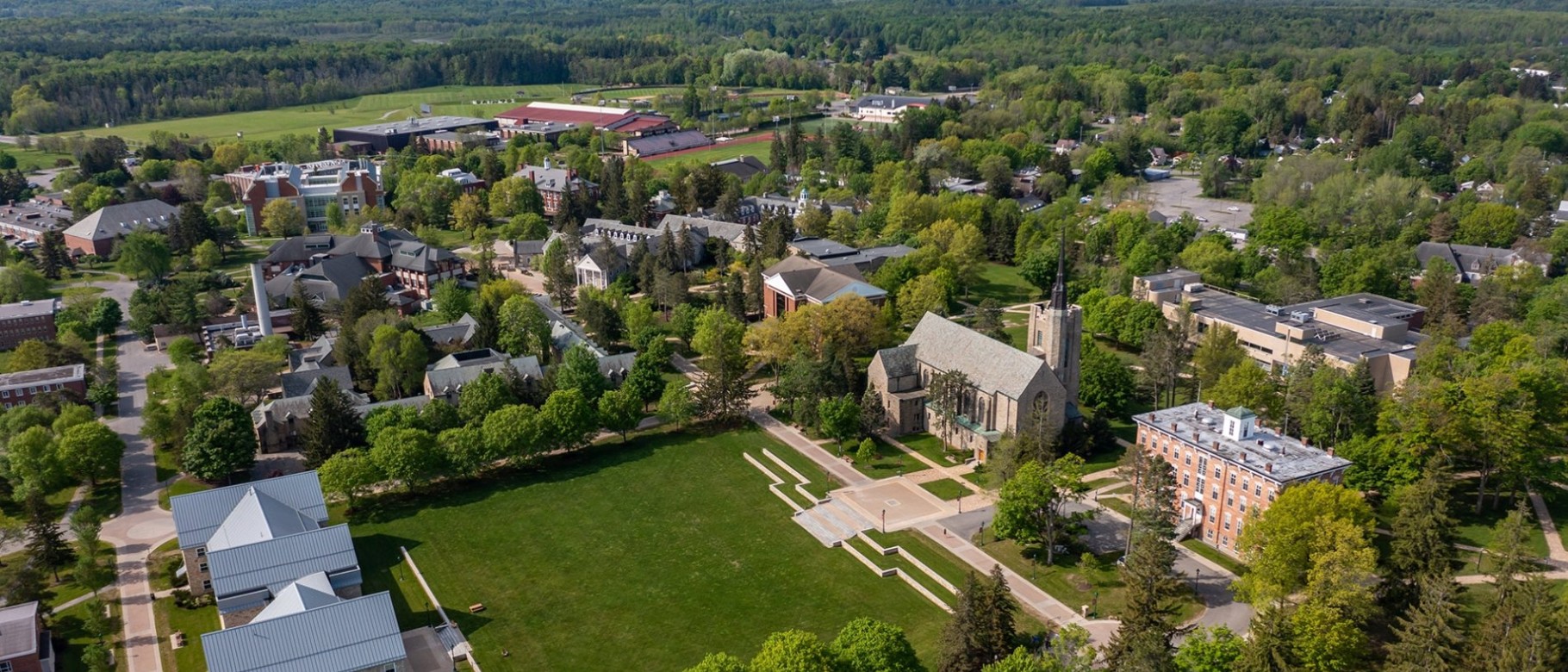 An aerial view of the St. Lawrence University campus