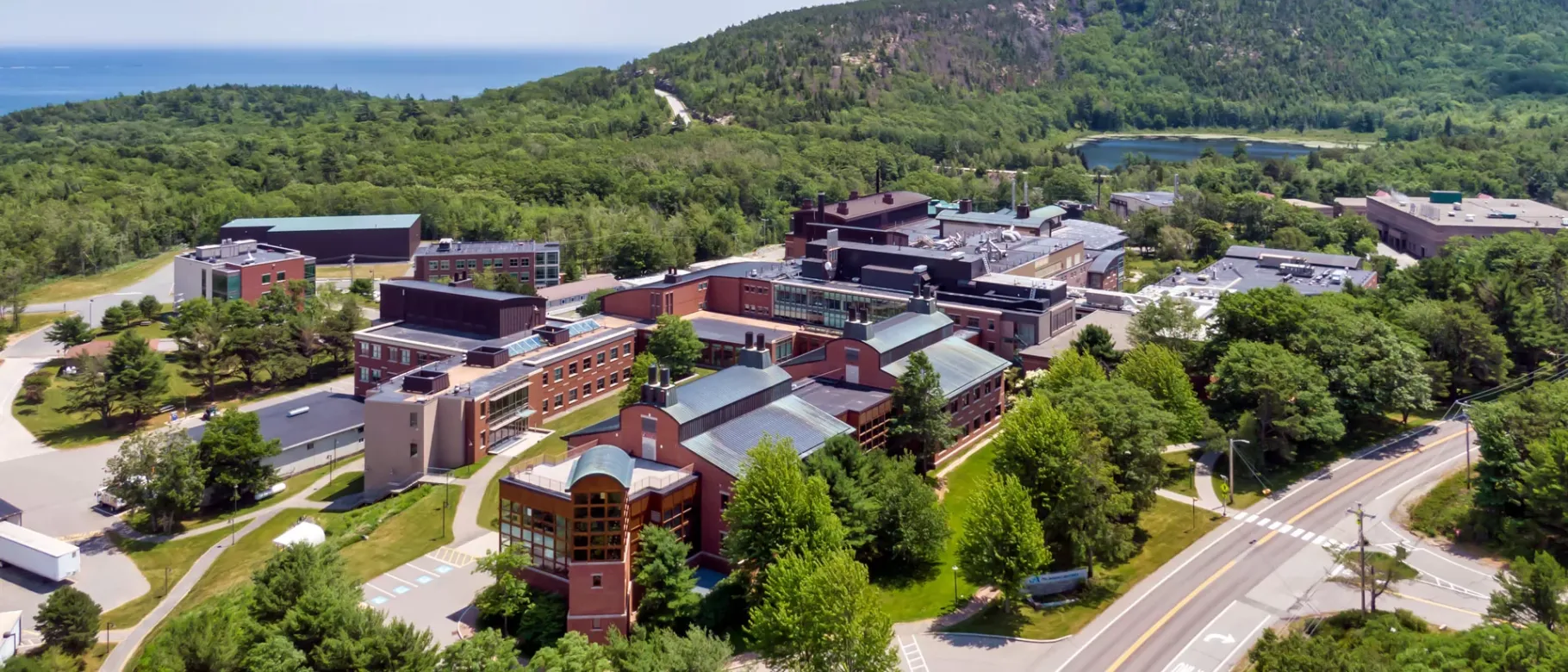 Aerial image of the Jackson Laboratory in Bar Harbor, Maine