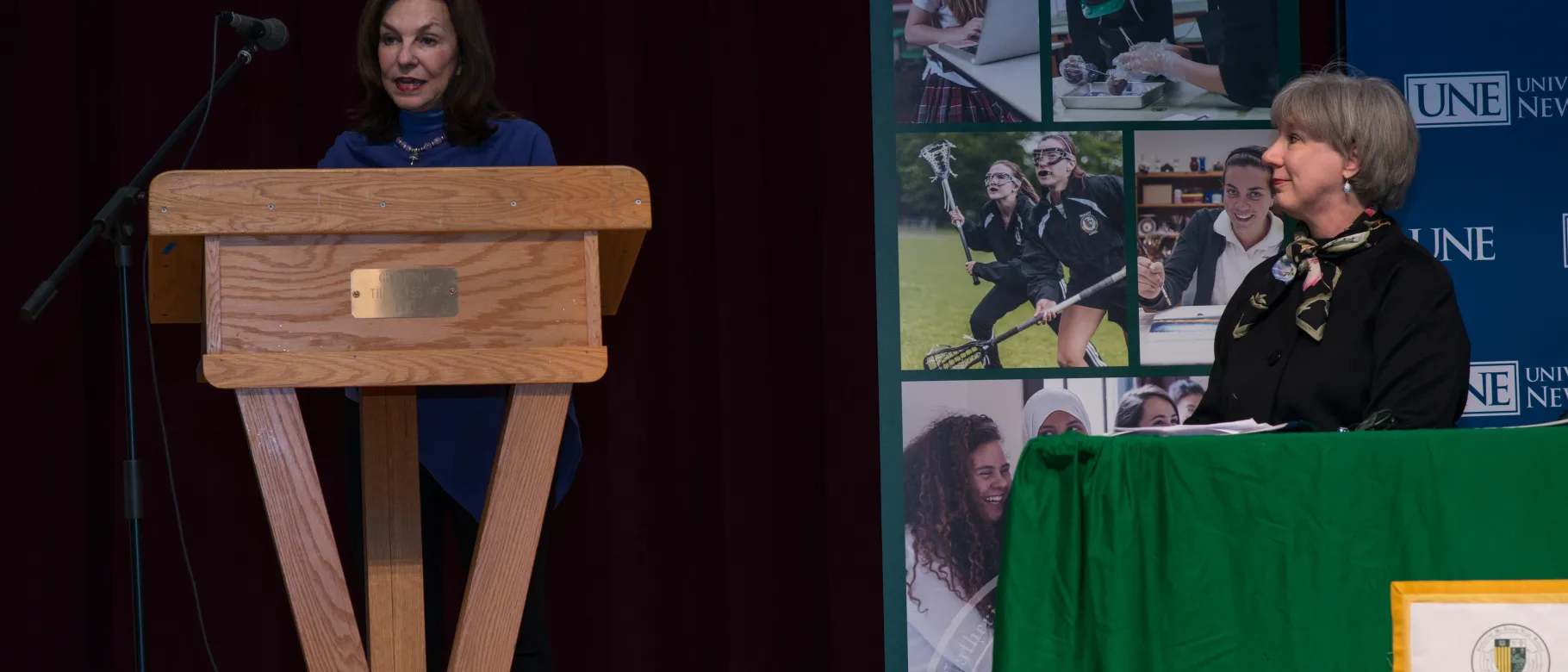 President Ripich addresses students and faculty at Catherine McAuley