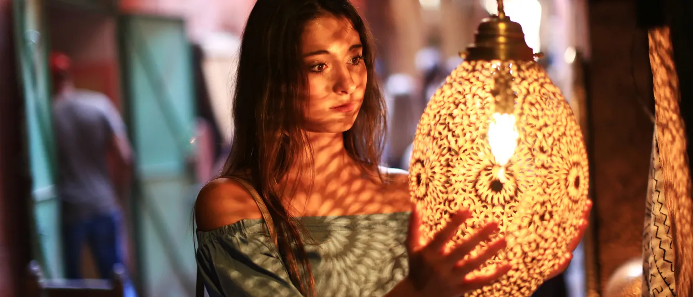 A girl shops in tangier