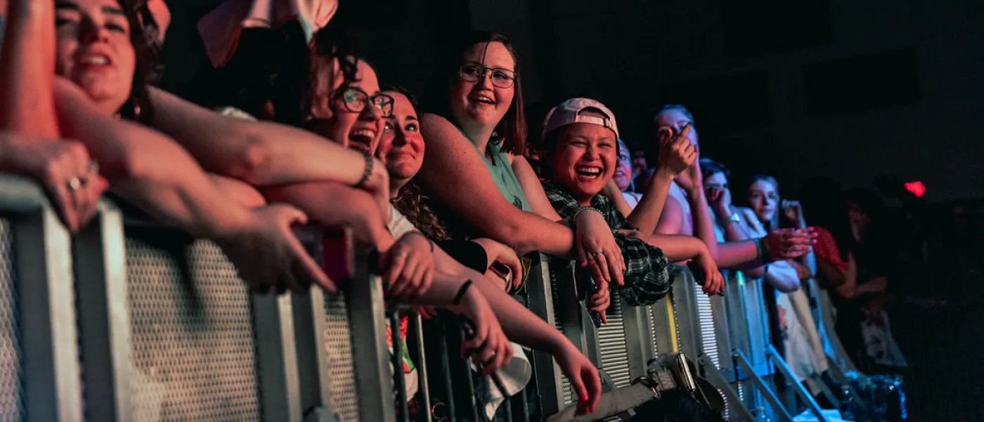 Students having fun in the front row at the Spring Concert