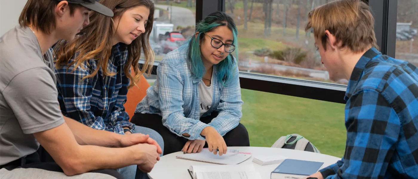 Four undergraduate students during a group study session