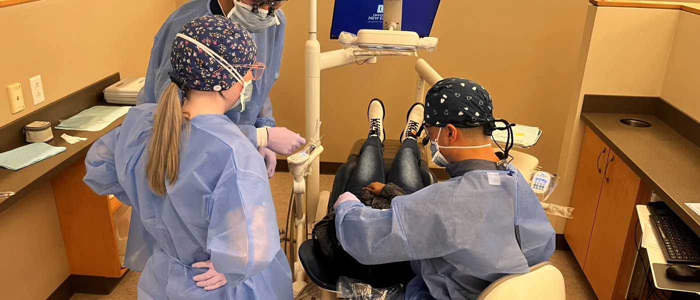 Dental students perform cleanings for children at the Oral Health Center's dental clinic