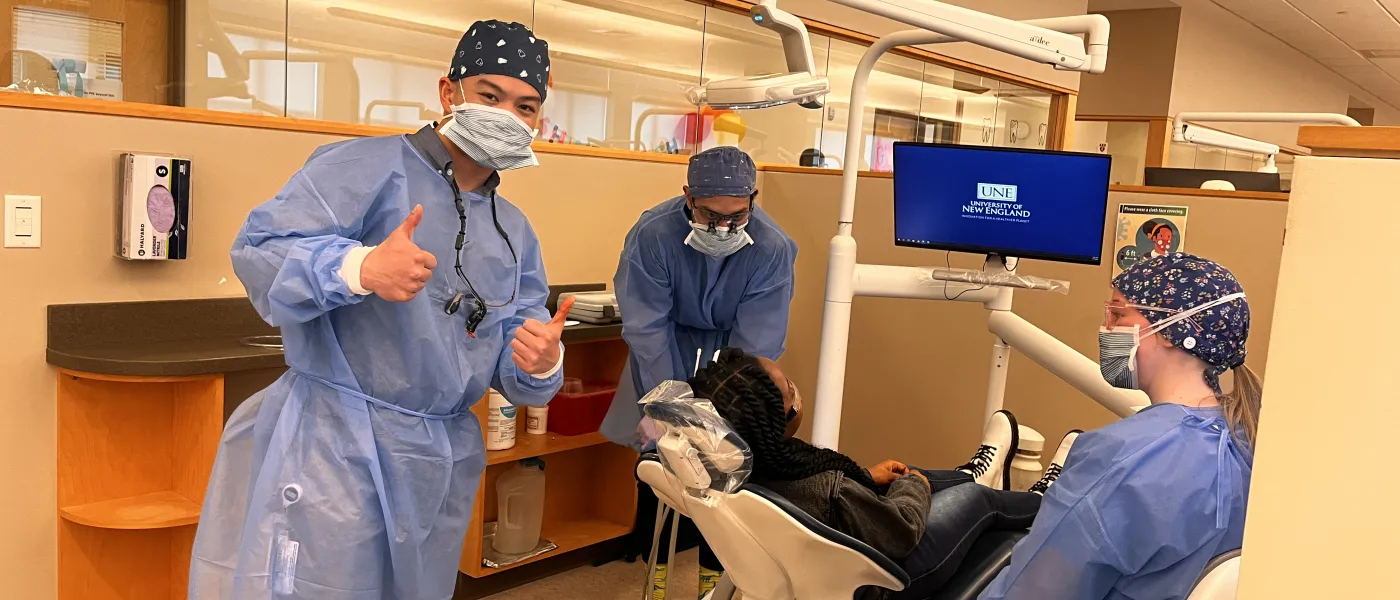 Dental students perform cleanings for children at the Oral Health Center's dental clinic