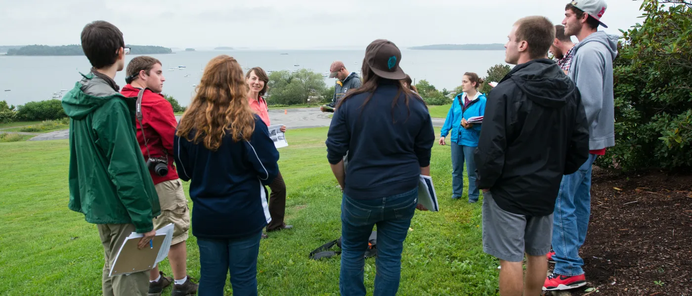 U N E students at Portland's Eastern Promenade 