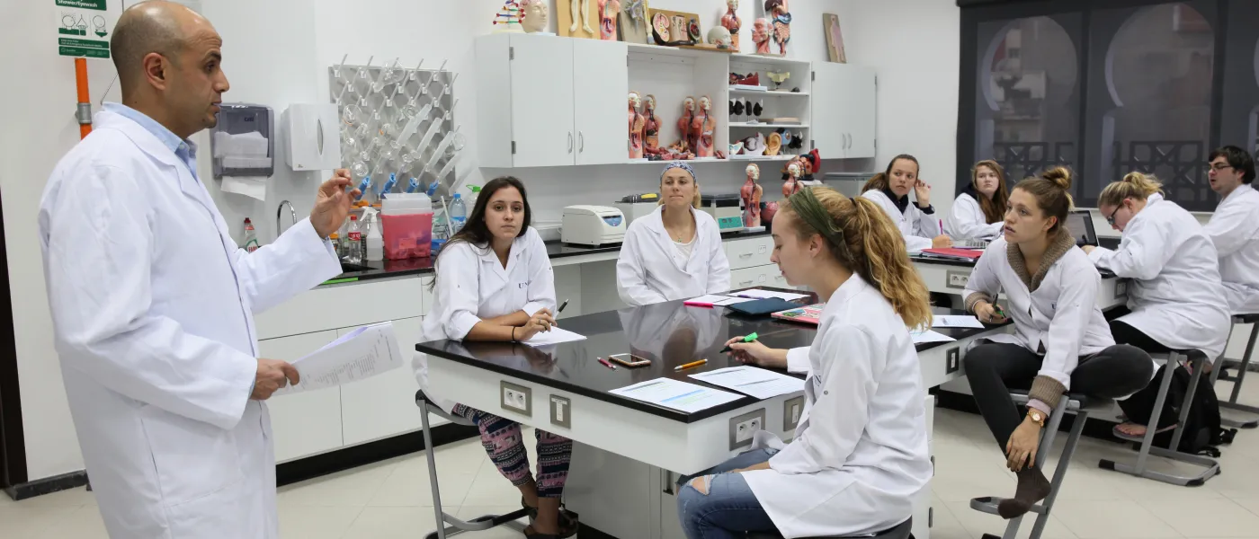 Students in classroom at UNE Morocco