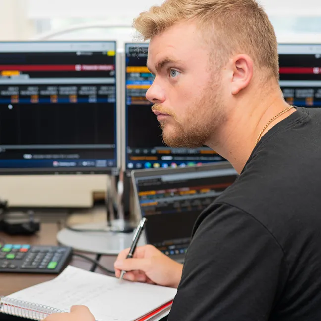 Student working in finance