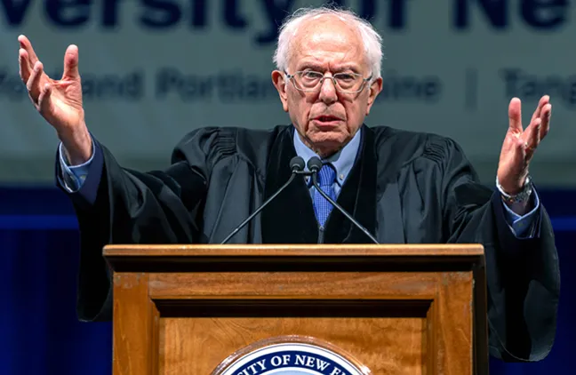 Bernie Sanders addresses the crowd