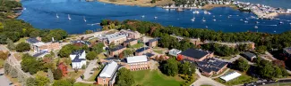 aerial image of u n e's biddeford campus