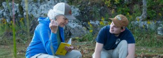 Pam Morgan Professor and Robyn Rollo Marine Science Student in Rachel Carson National Wildlife Refuge