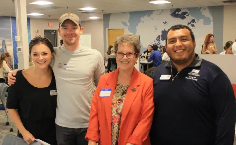 students and faculty at vital signs screening event