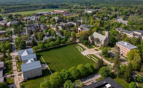 An aerial view of the St. Lawrence University campus