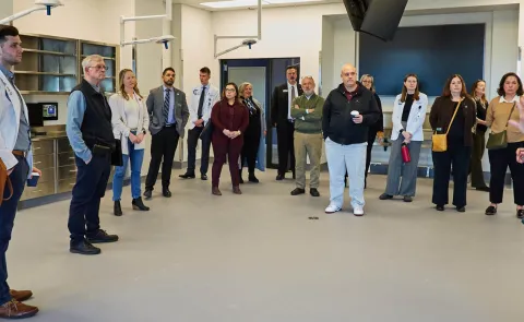 Maine lawmakers and Portland Counselors get a first look at UNE's new medical educational facility on Jan. 10. 