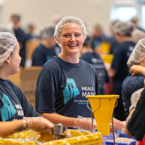 Meals for Maine volunteers prepare meal kits on Sept. 18 to help combat food insecurity.