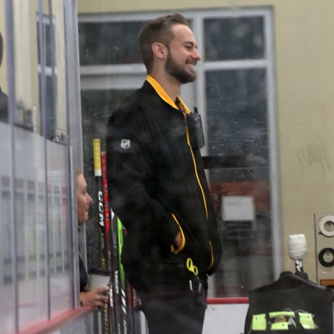 Zander Kosmala works with AHL players from Wilkes-Barre/Scranton Penguins of the American Hockey League.