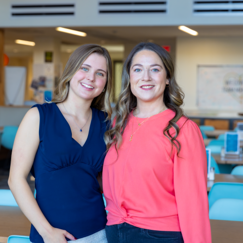 Emme Perry and Kayla Maniery worked on getting UNE's dining services national recognition. 